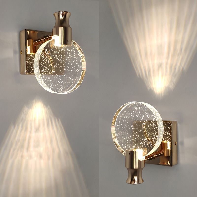 Kristy Modern Round Crystal Vanity Wall Lamp, Gold/Chrome - Neutralighting