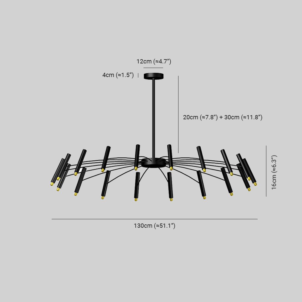Arisha Modern Blown Linear Metal Multi-heads Chandelier - Neutralighting