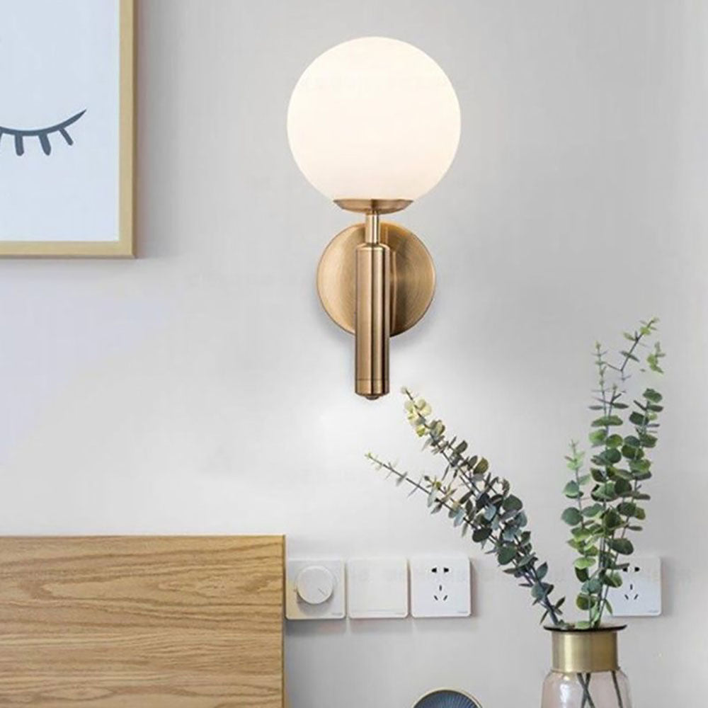 Valentina Wall Lamp Modern Globe, Metal/Glass, Black/Gold, Hallway - Neutralighting