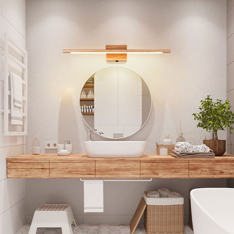 Muto Nature Wood Linear Mirror Front Vanity Wall Lamp - Neutralighting