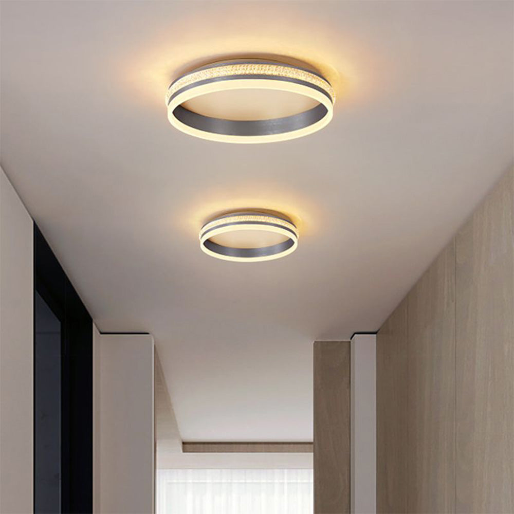 Arisha Modern Ring Metal/Acrylic Flush Mount Ceiling Lights, Silver - Neutralighting