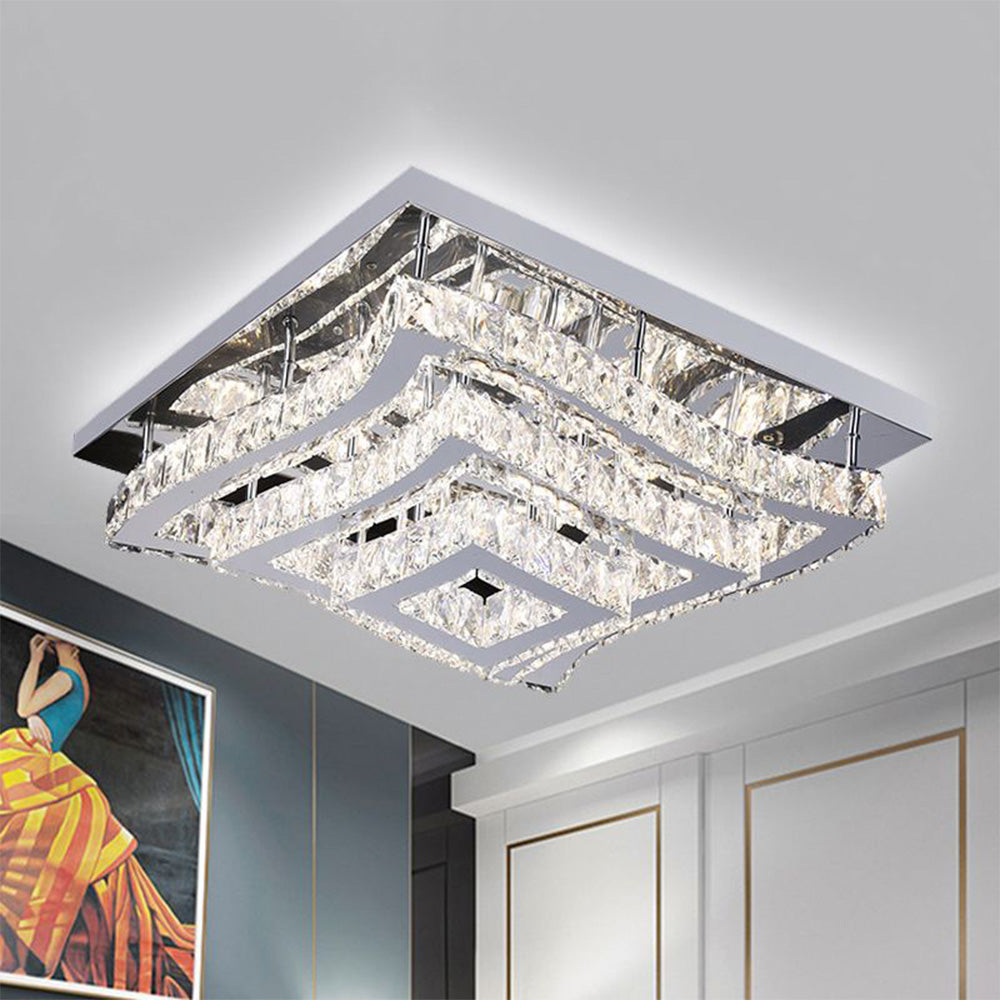 Kristy Luxury Square Metal/Glass Flush Mount Ceiling Light, Living Room - Neutralighting