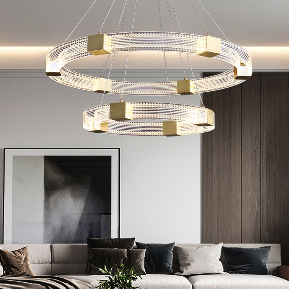 Arisha Modern Round/Oval Acrylic/Metal Pendant Light, Gold - Neutralighting