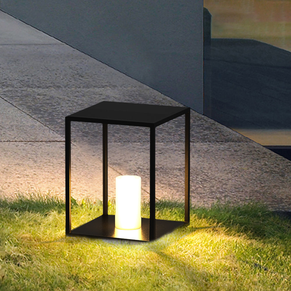 Ray Minimalist Rectangular Metal Solar Outdoor Ground Lamp - Neutralighting