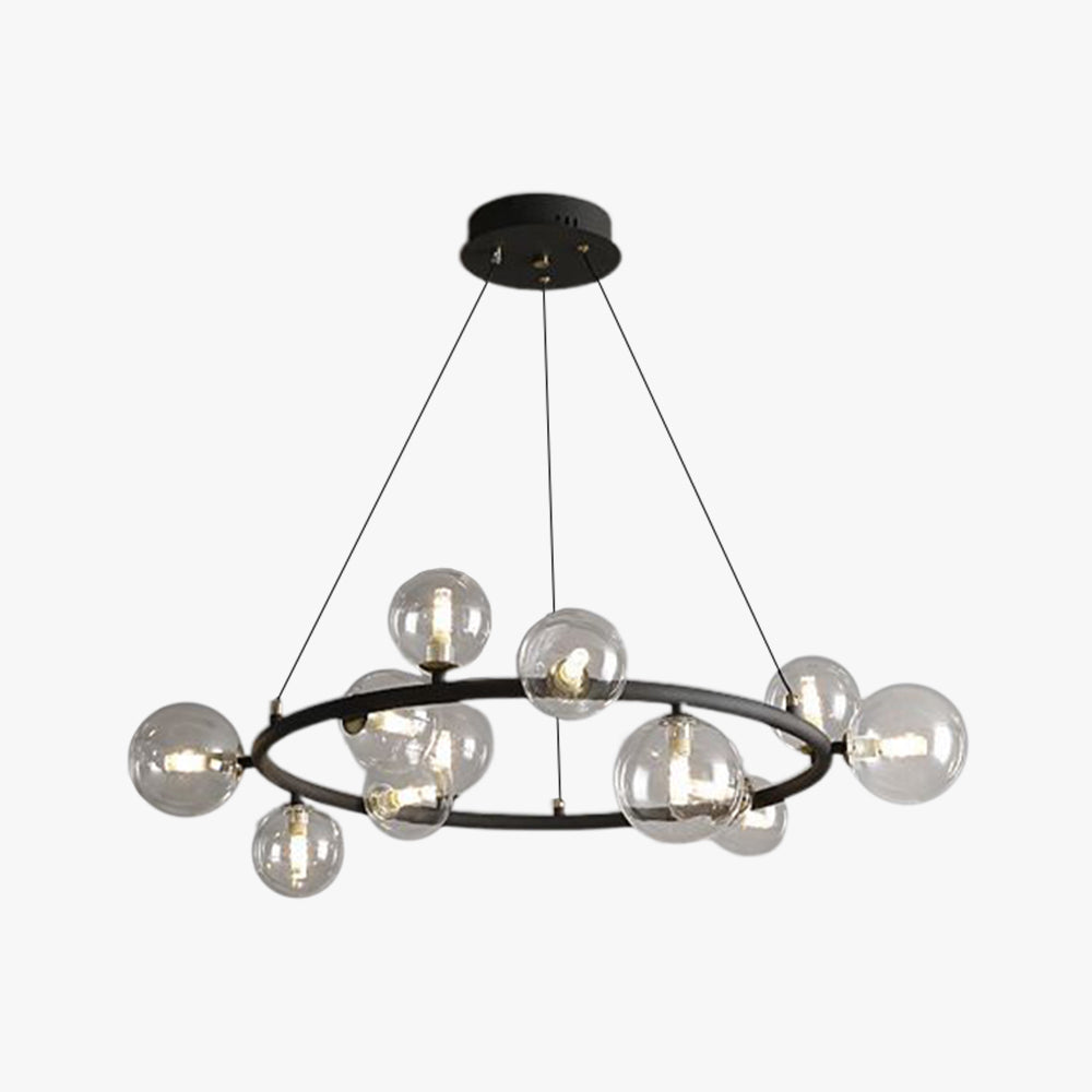 Valentina Modern Glass Globe Ring Chandelier, Gold/Black - Neutralighting