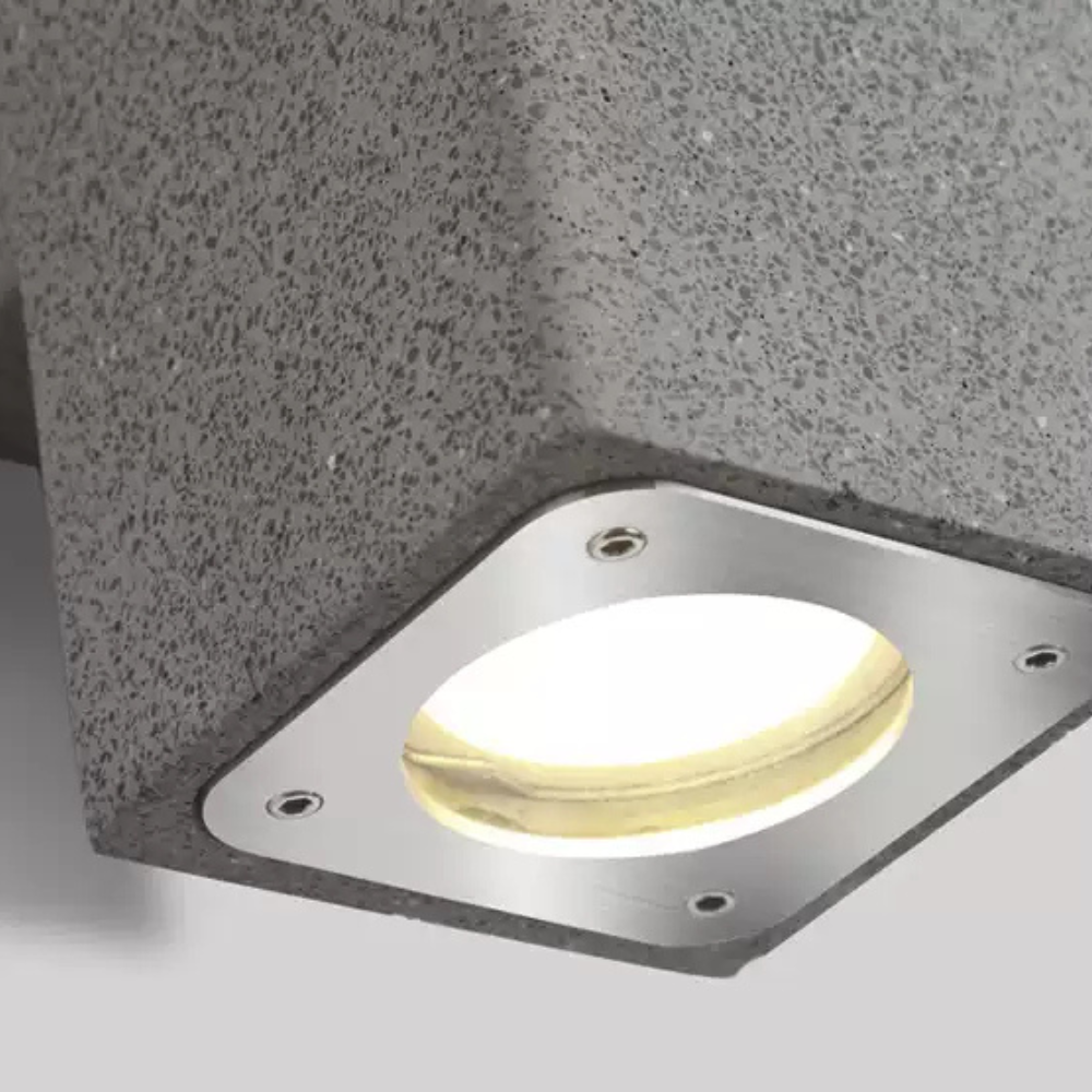 Ray Minimalist Cement Square Outdoor Wall Lamp, White - Neutralighting