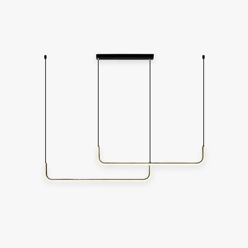 Clen Modern Linear Pendant Light Double Frame, Black/Gold - Neutralighting