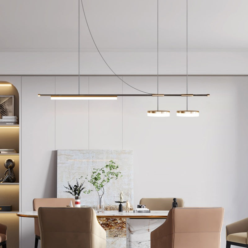 Aria Modern Long LED Pendant Light Black Metal Dining Room - Neutralighting