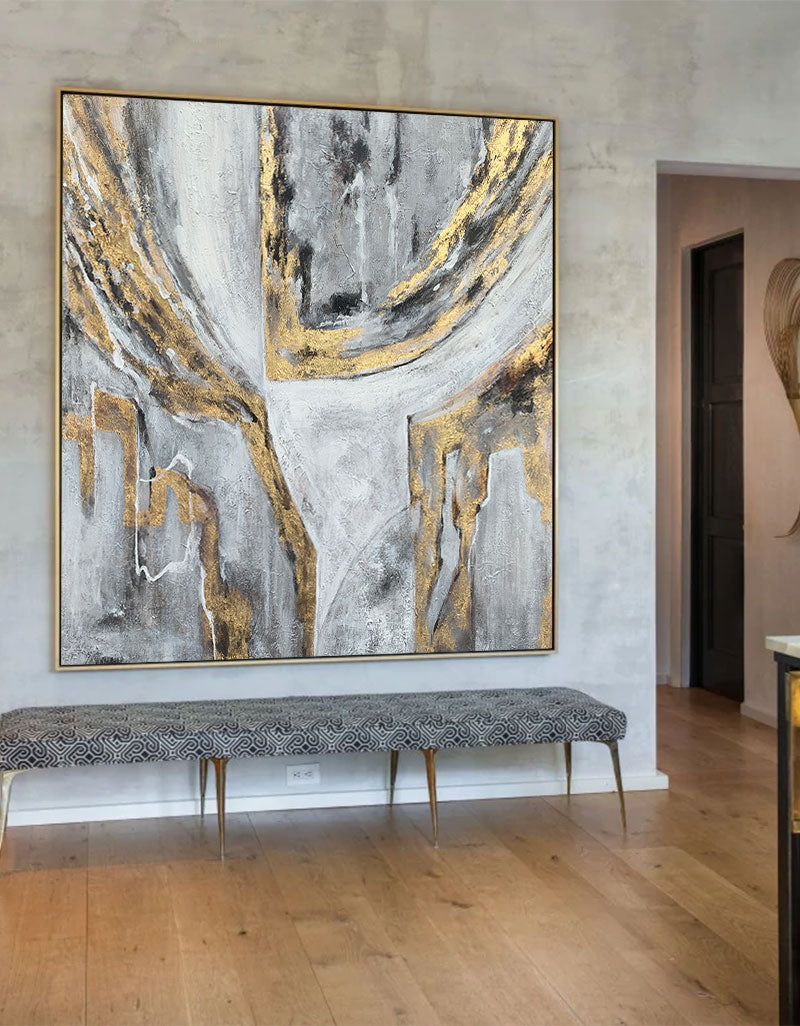 Gray Gold Abstract painting ABAS19 - Neutralighting
