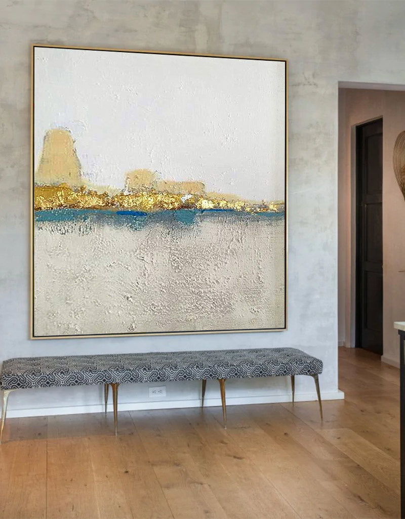 Textured Golden Coastline Framed Canvas Artwork