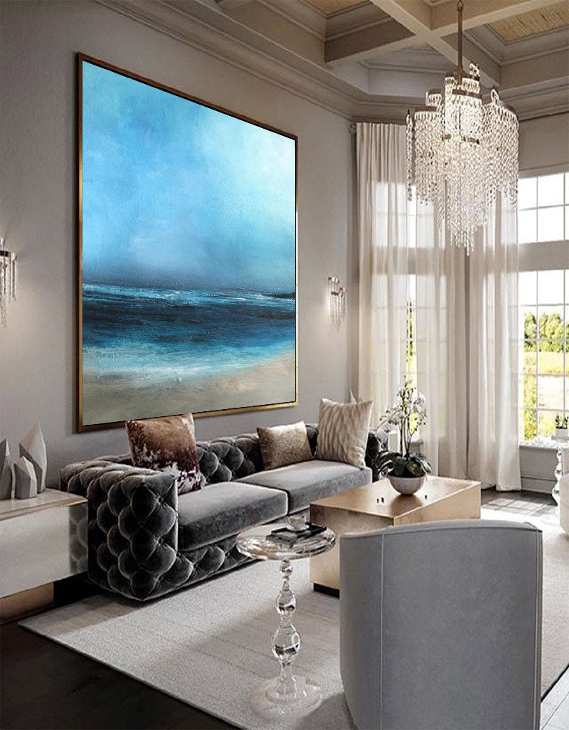 Large Original Sea Level Blue Oil Painting