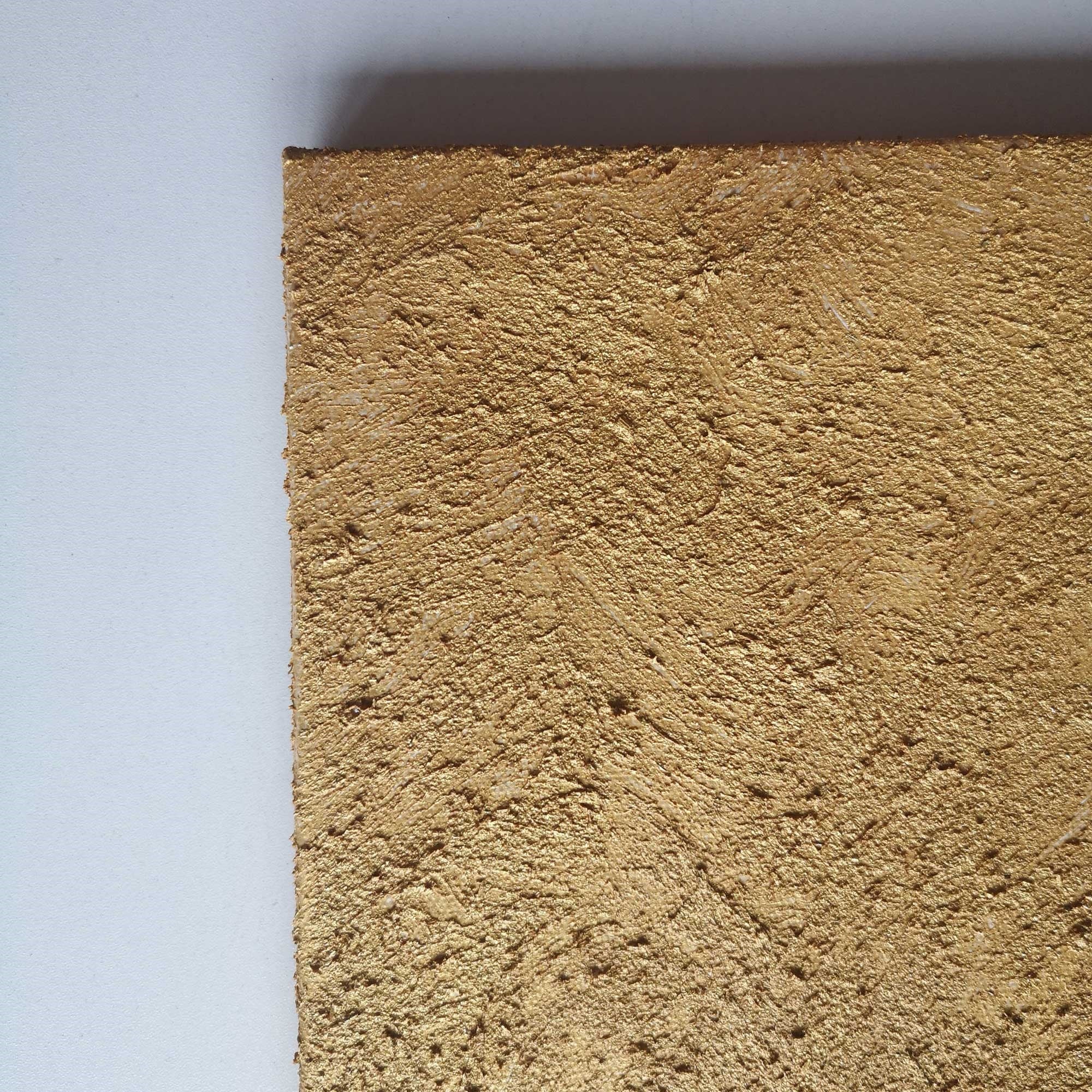 Gold‑Black Vertical Abstract Bold‑Brush‑Shape Rugged‑Tactile‑Textured Artwork