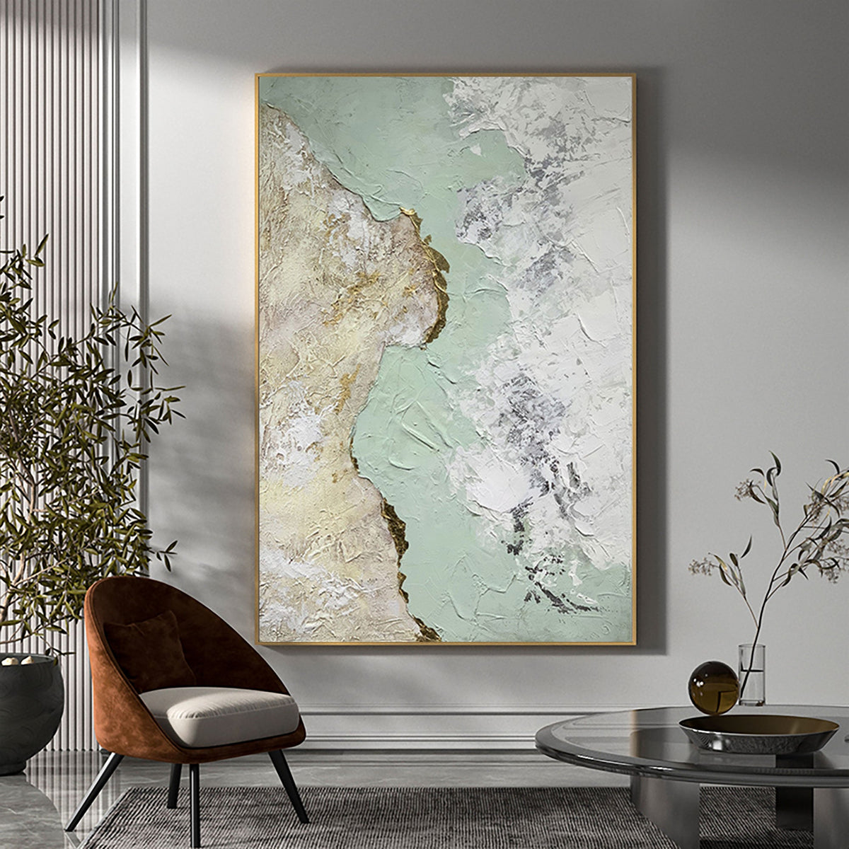 Abstract Green And Gold Painting