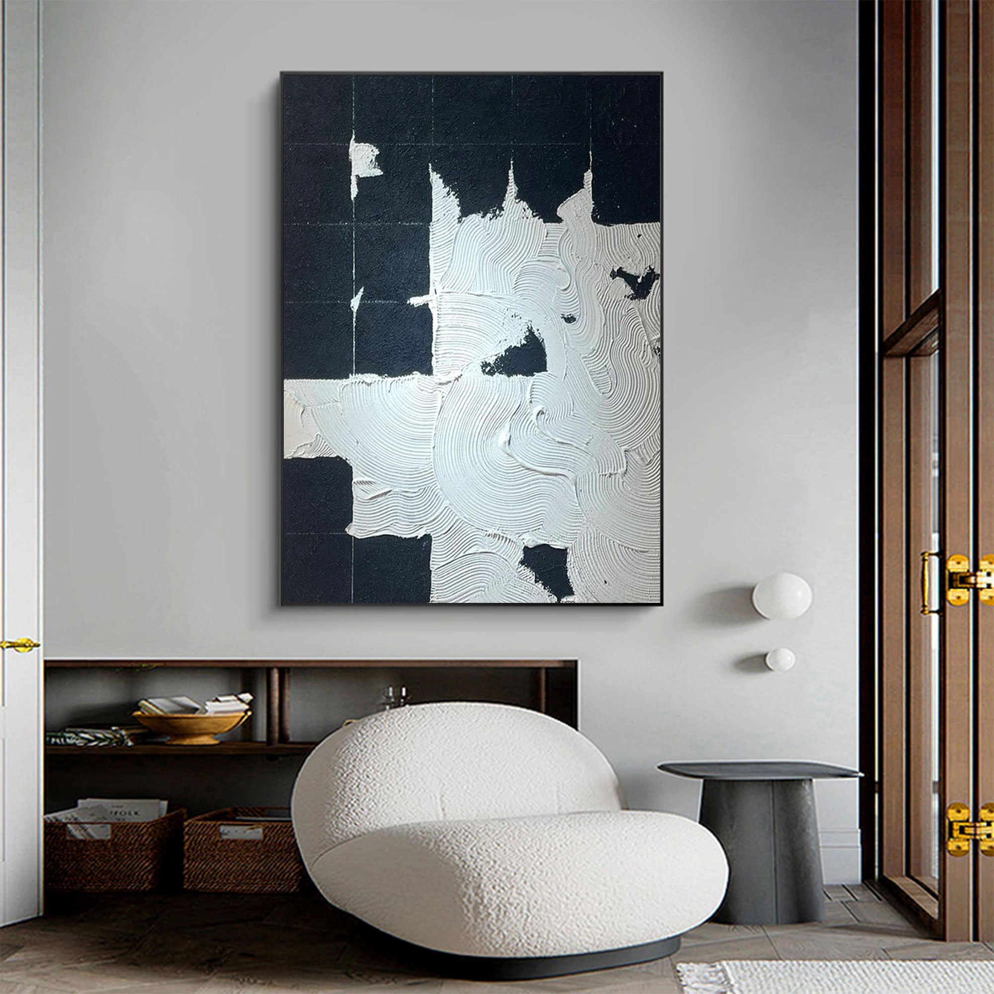 Black White Minimalist Painting