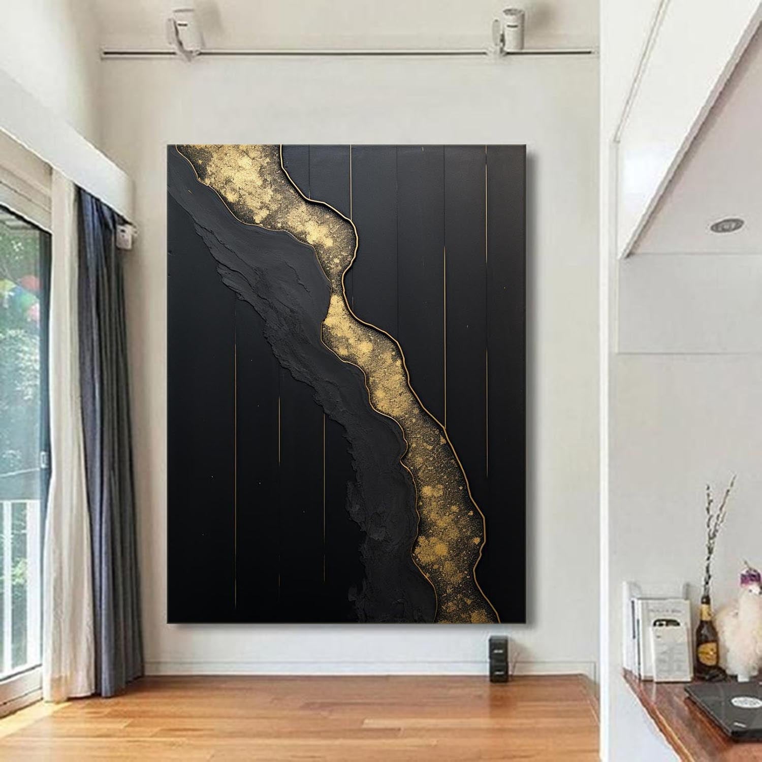 Golden Vein on Black Art Print