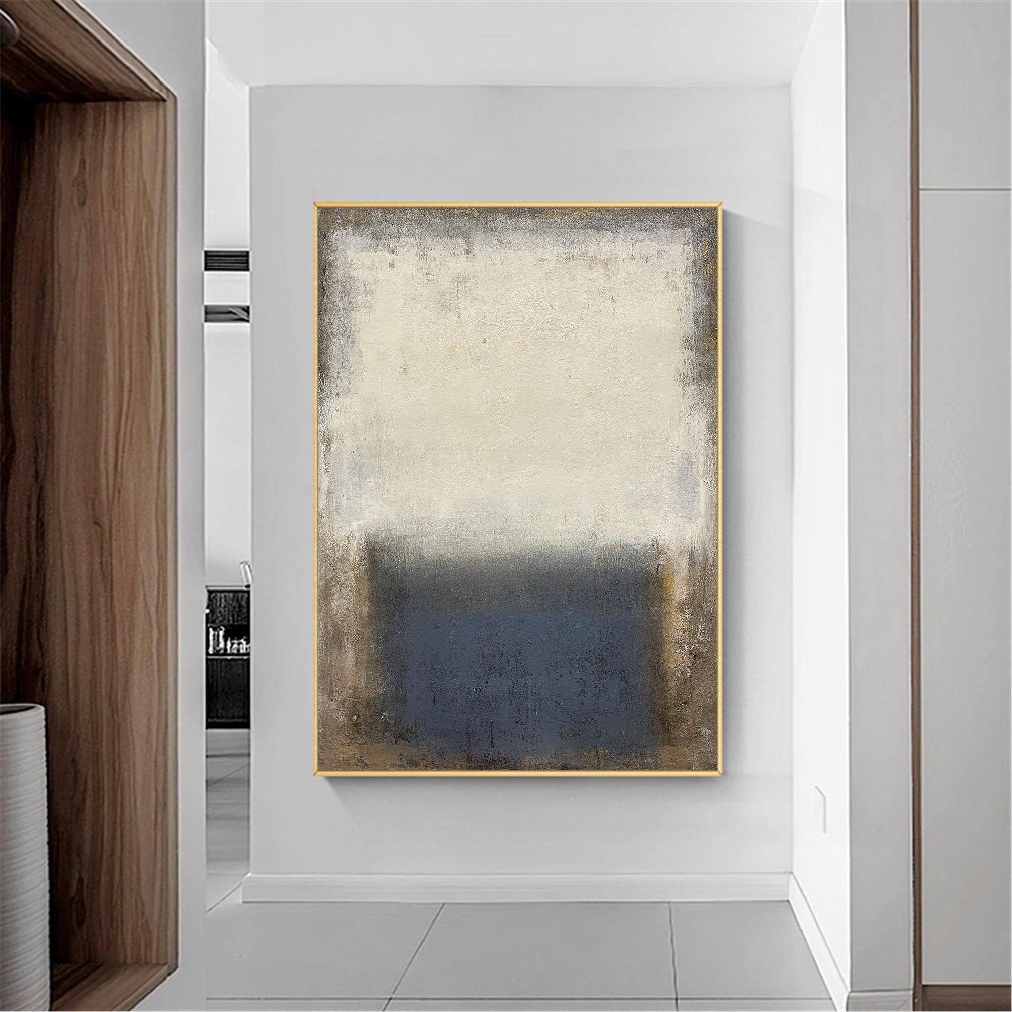 Beige And Blue Minimalist Painting ABAV125 - Neutralighting