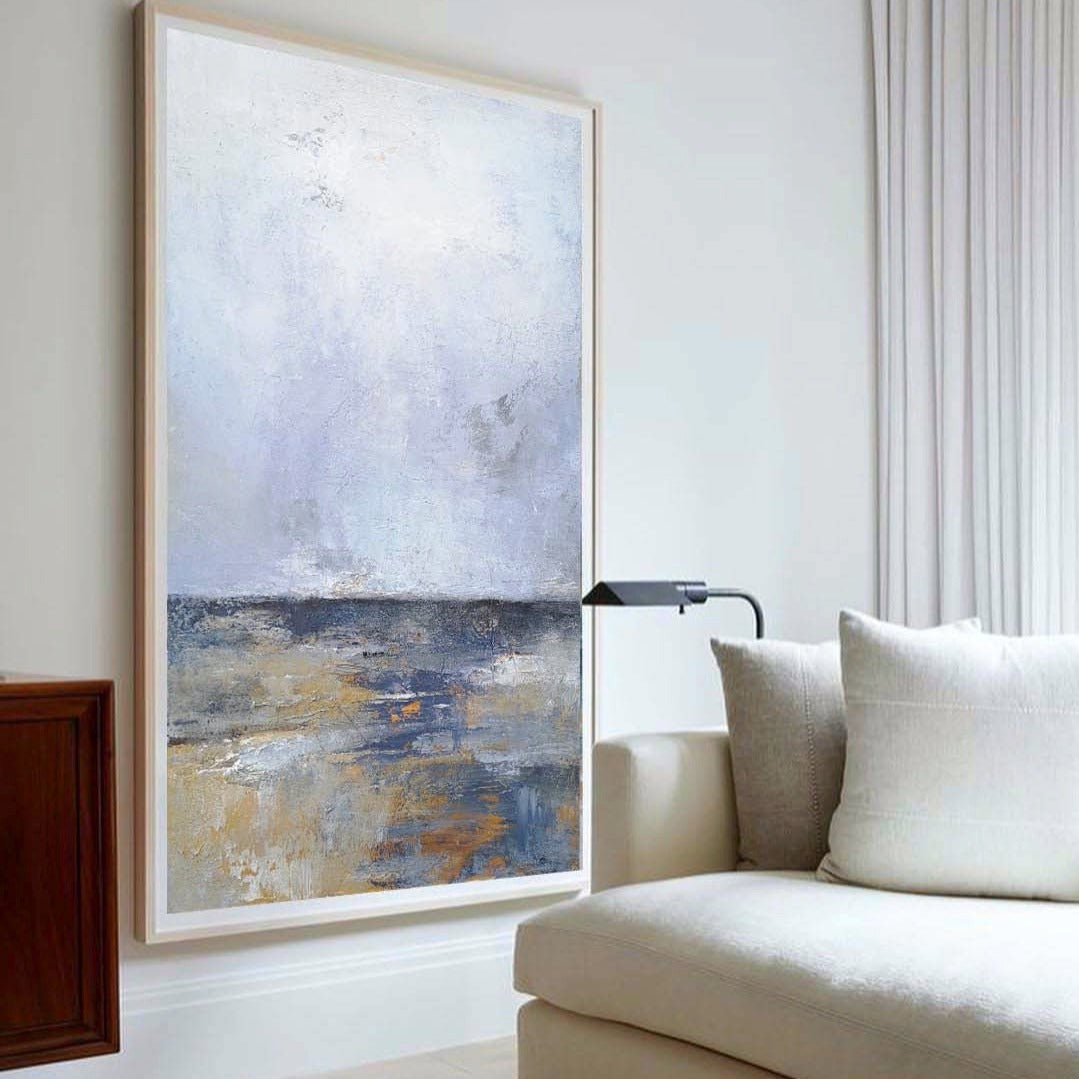 Seascape Blue Grey White Coastal Abstract Painting