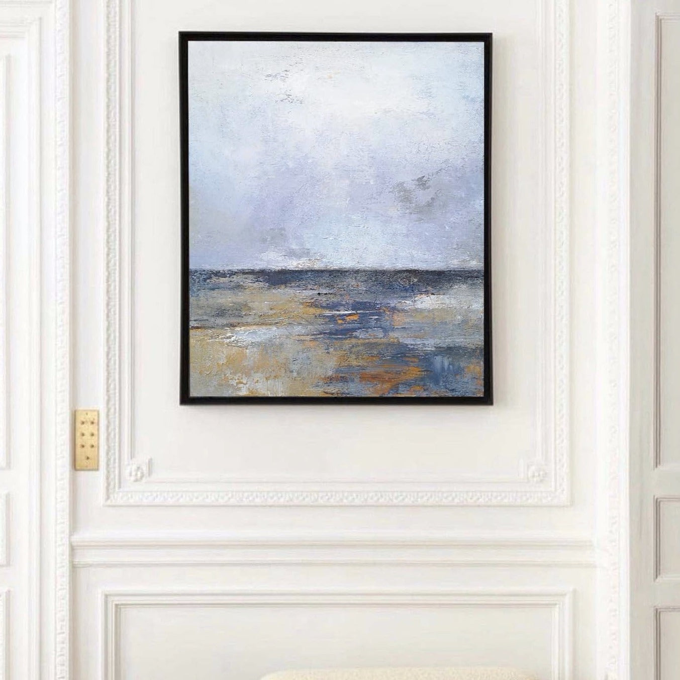 Seascape Blue Grey White Coastal Abstract Painting