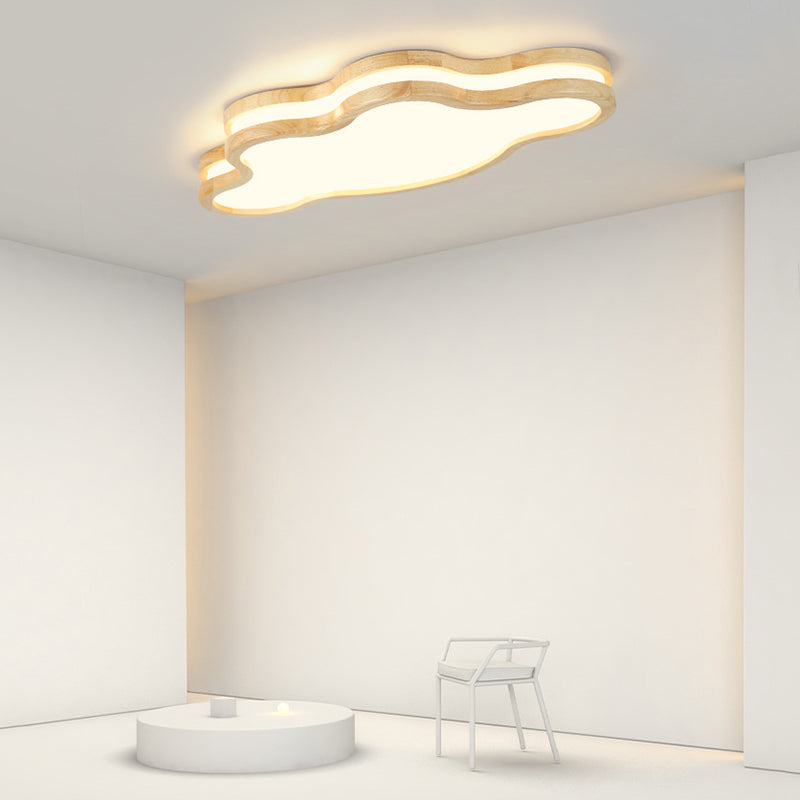 Arisha Moon/Cloud/Star Shape Flush Mount Ceiling Light, Wood & Arcylic - Neutralighting