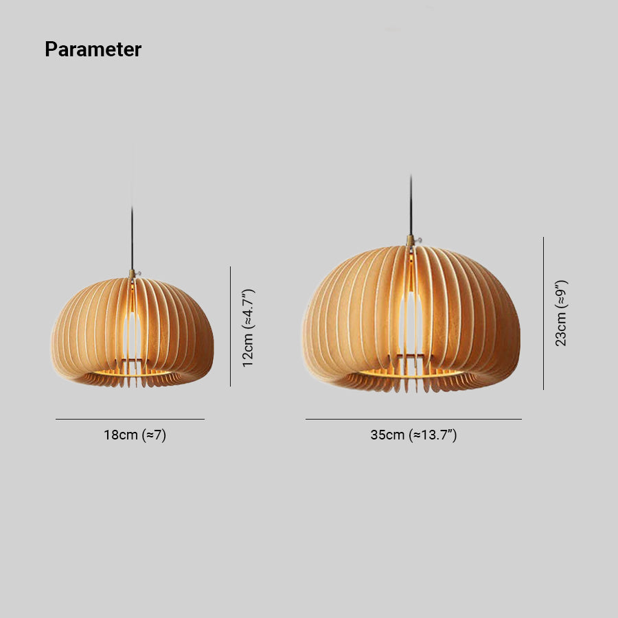 Muto Pumpkin Pendant Light, Wood - Neutralighting