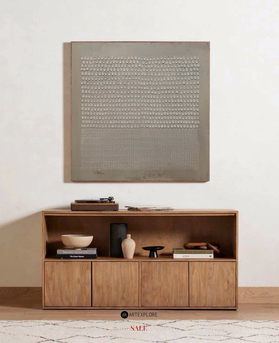 Wall Art Neutral Dots Grid Abstract Textured Bedroom | Neutralighting