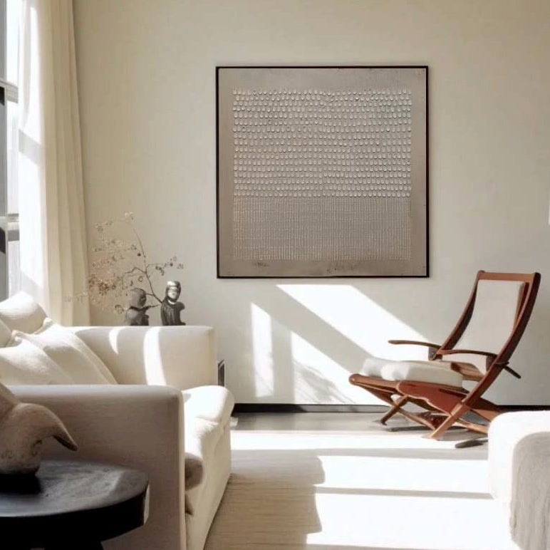 Wall Art Neutral Dots Grid Abstract Textured Bedroom | Neutralighting