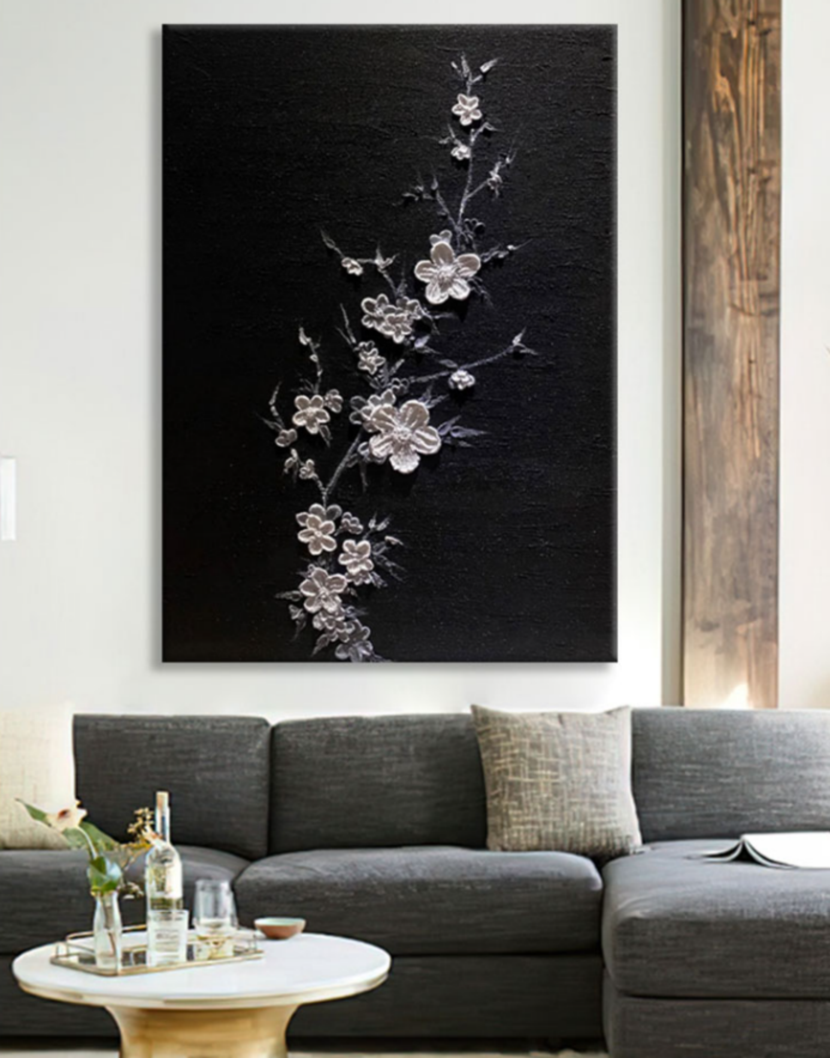 Wall Art Sculpted Flower Calm Serene Modern