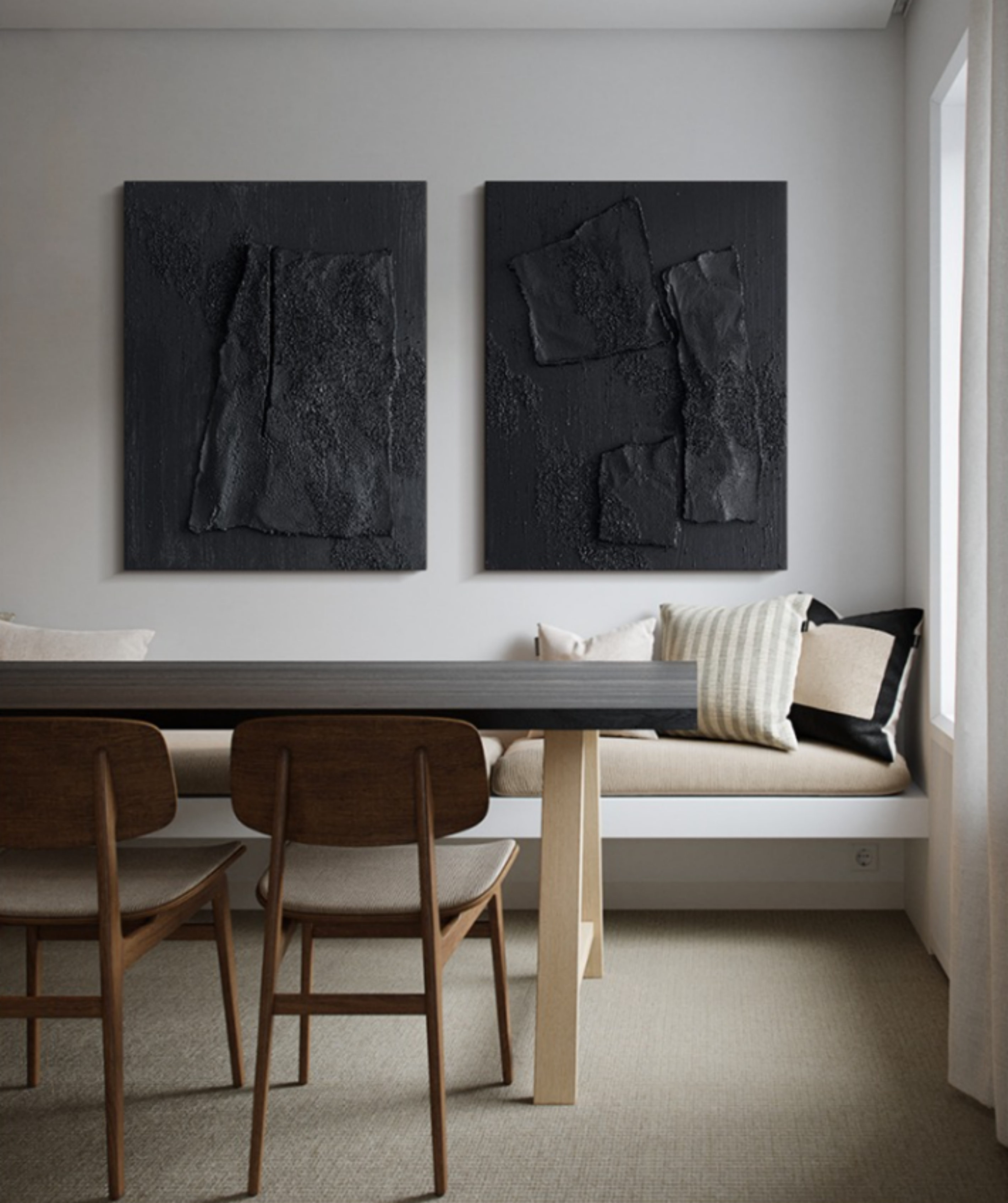 Wall Art Abstract Black Impasto Texture