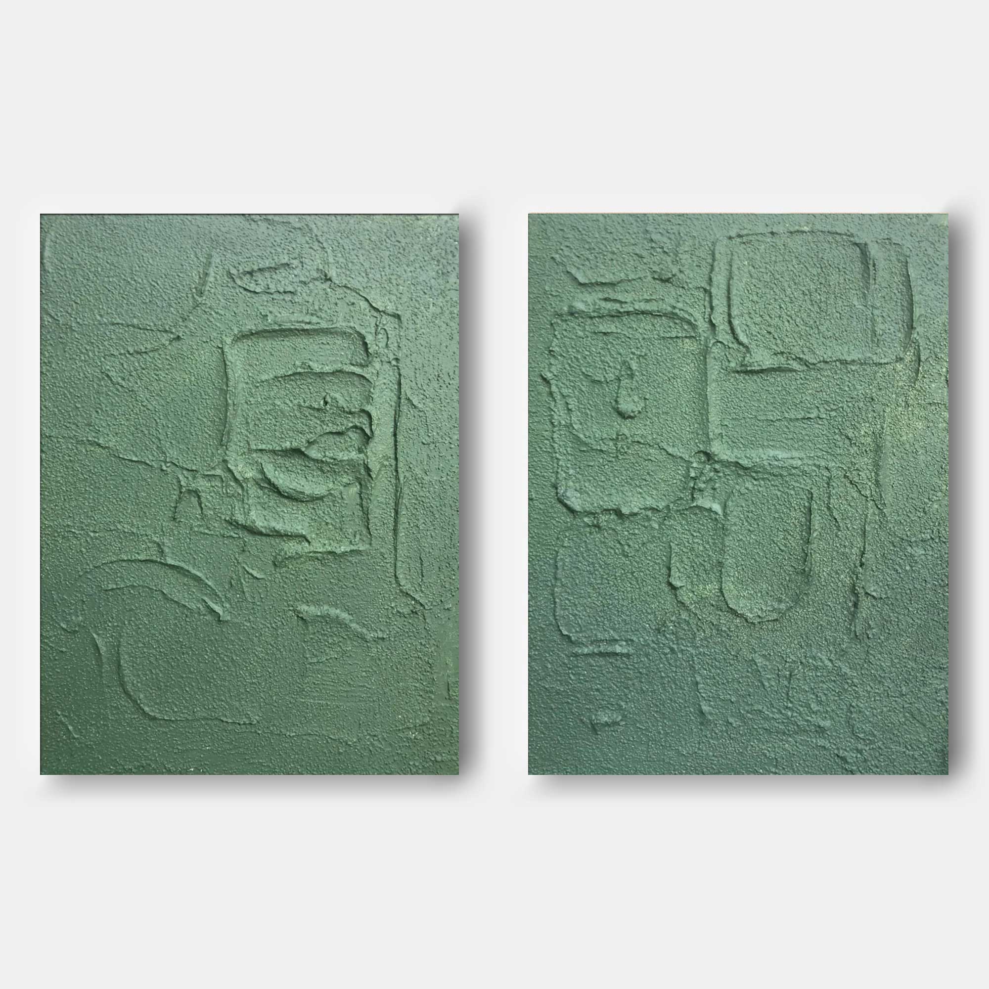 Wall Art Vertical Abstract Geometric Relief Sage Green