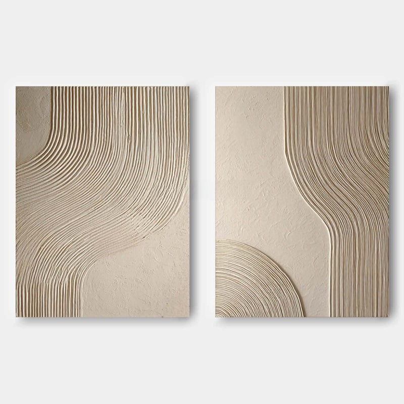 Beige Geometric Diptych Minimalist Painting