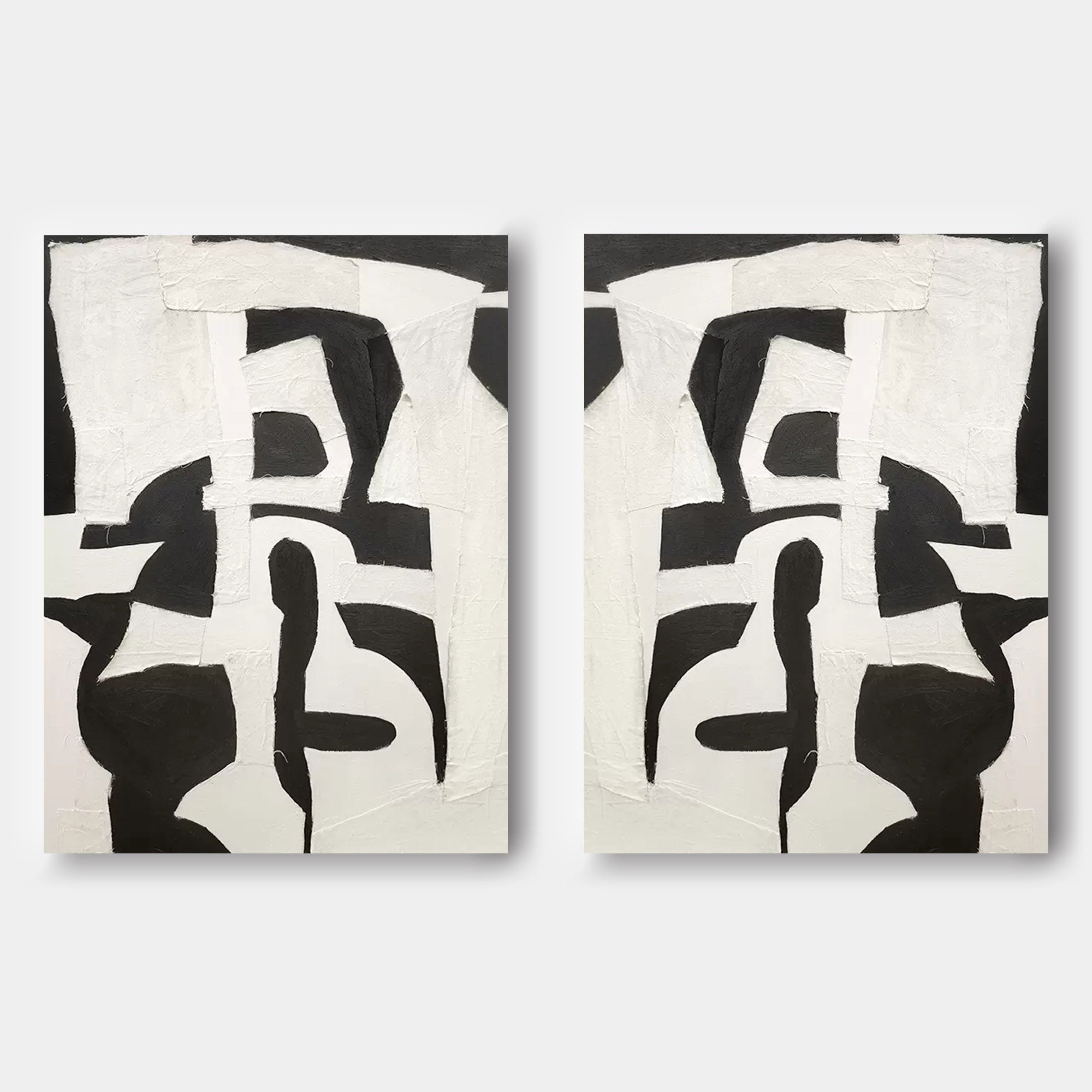 Wall Art Black White Mirror Symmetric Patchwork