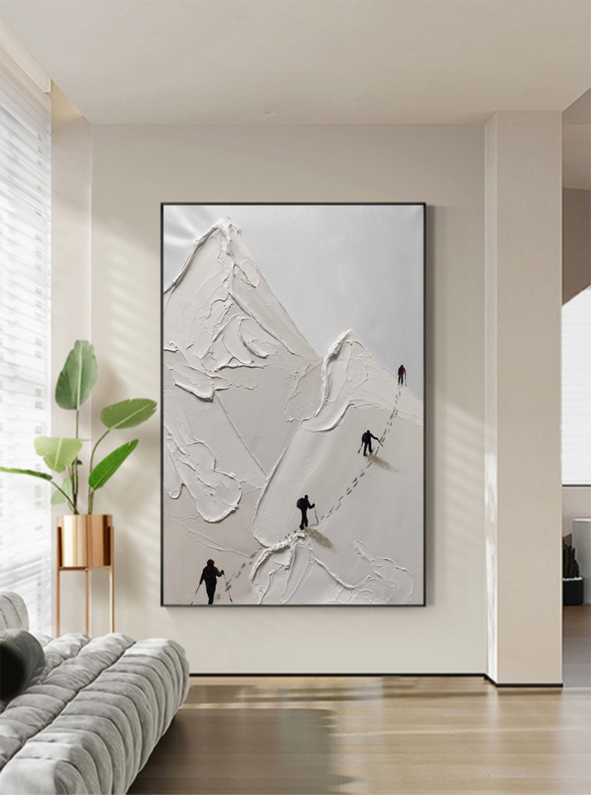 Skier Plaster Art Texture Painting - Letslighting