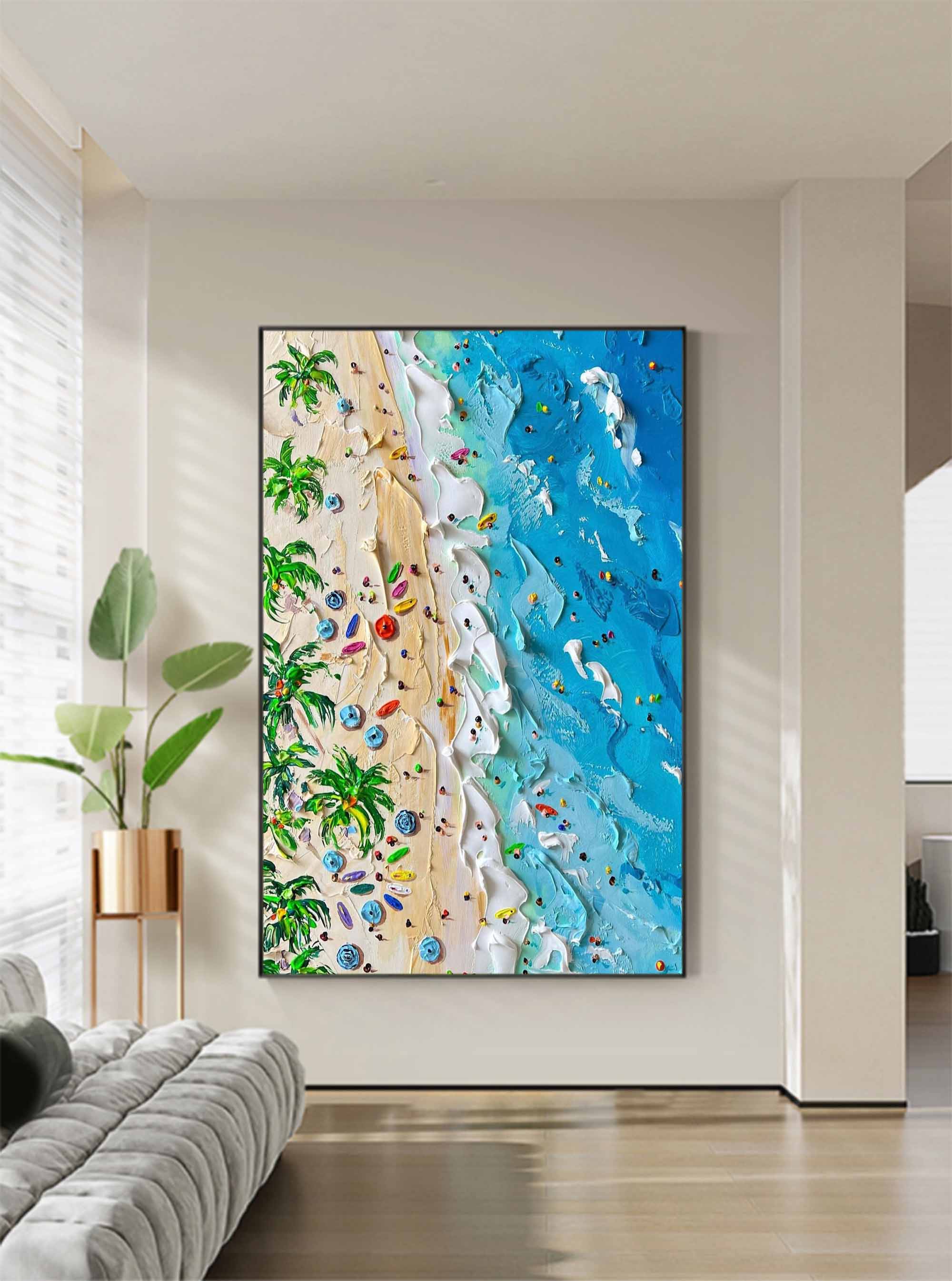 Wall Art Aerial View Beach Scene Lively