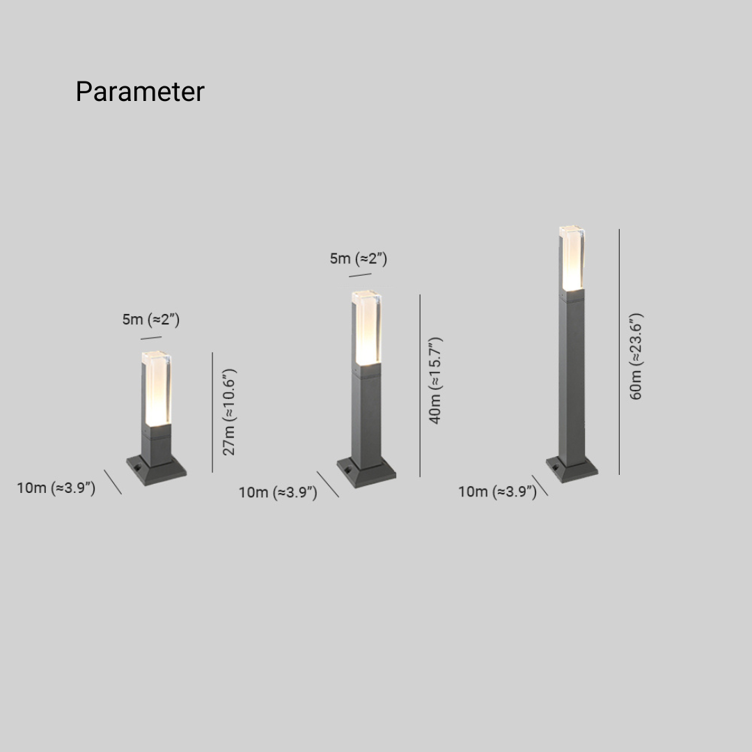 Ray Modern Rectangular Column Solar Outdoor Path Light, Black - Neutralighting