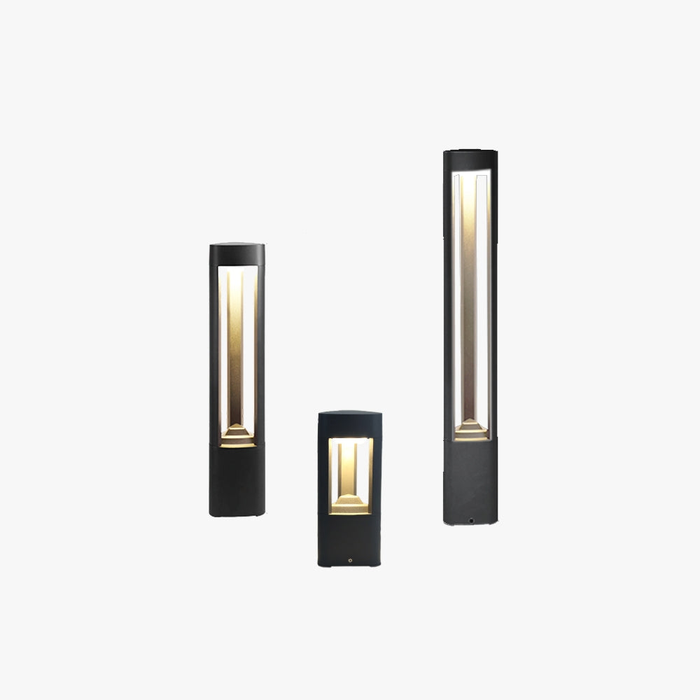 Ray Contemporary Metal Triangular Hollow Outdoor Path Light, Black - Neutralighting