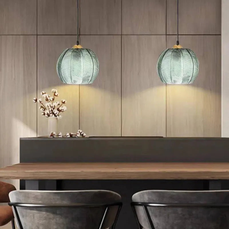 Aira Green Nordic Artistic Ribbed Glass Pendant Light - Neutralighting