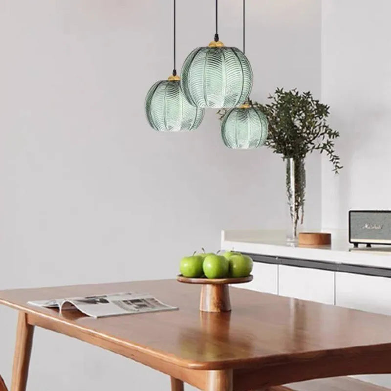 Aira Green Nordic Artistic Ribbed Glass Pendant Light - Neutralighting