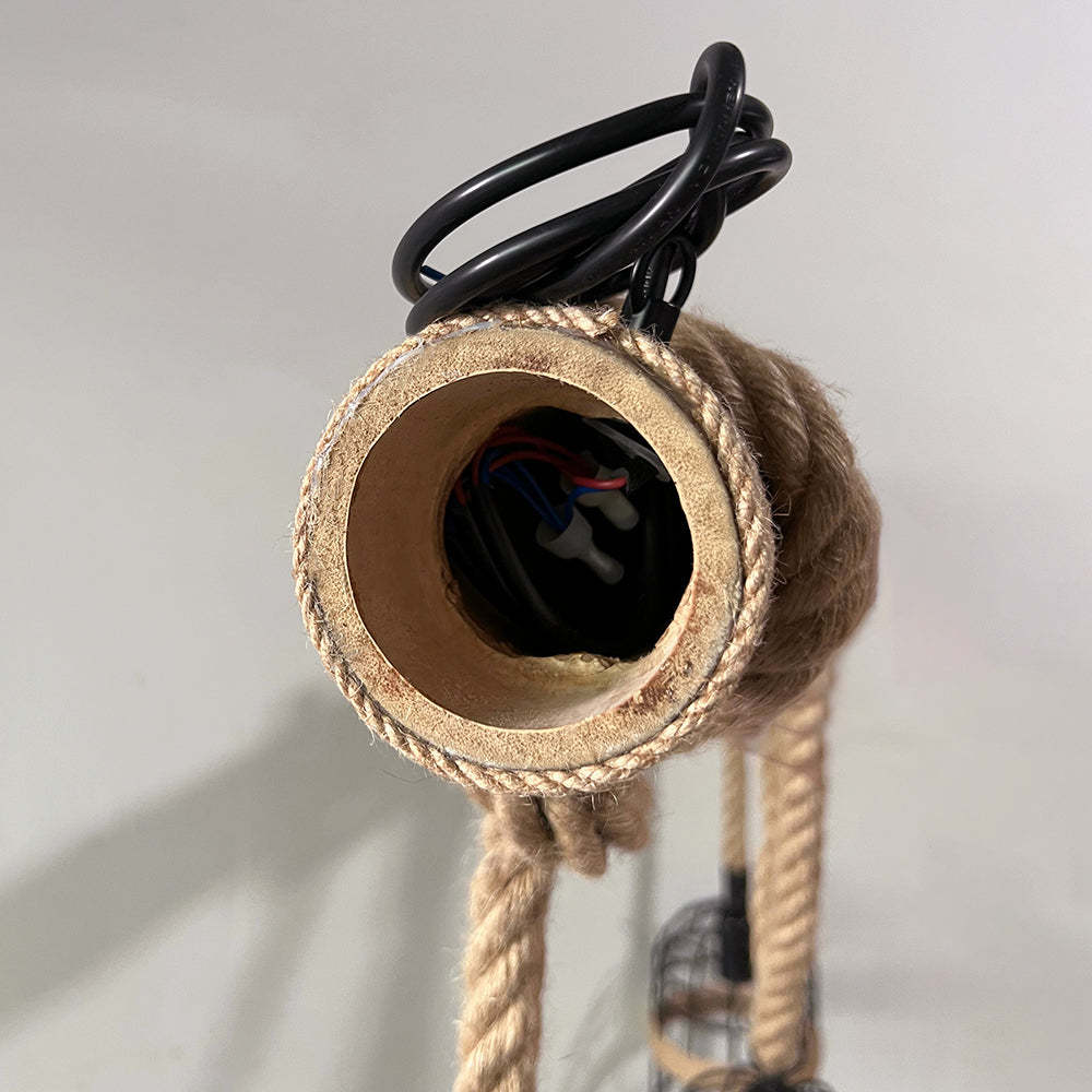 Silva Vintage 3 Heads Wood Rope Pendant Light - Neutralighting