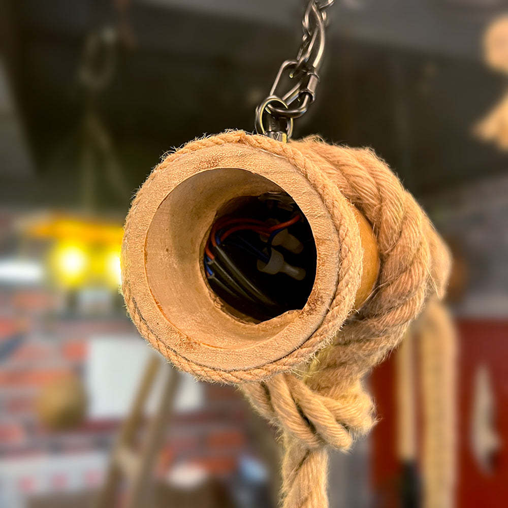Silva Vintage 3 Heads Wood Rope Pendant Light - Neutralighting