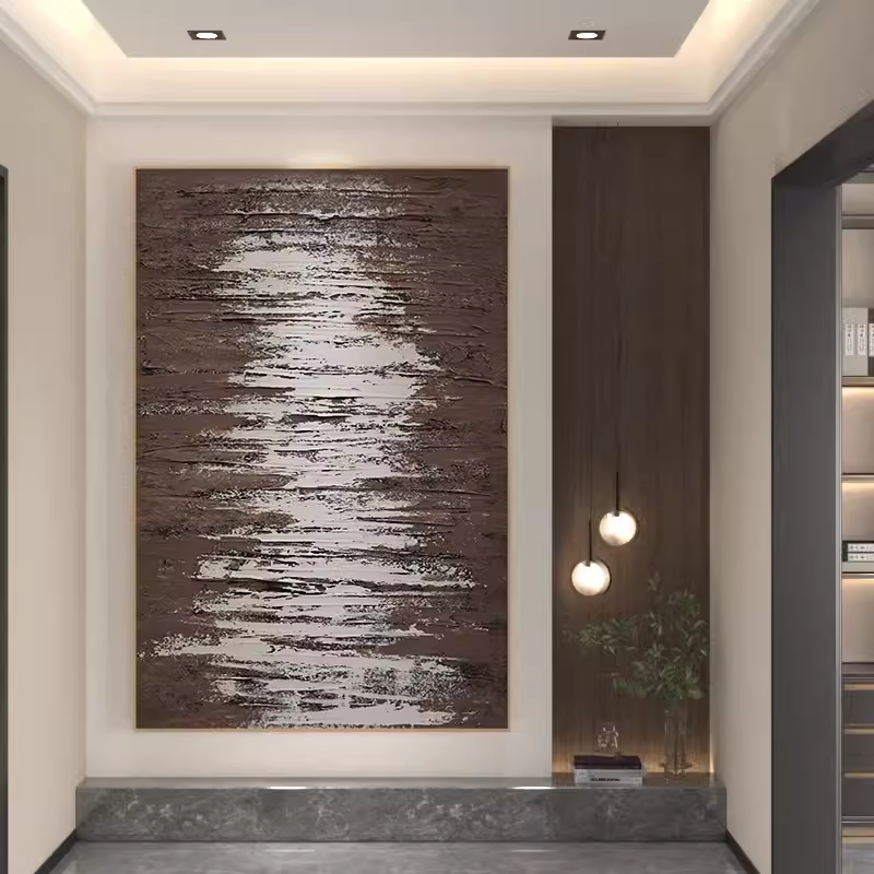 Wall Art Vertical Abstract Wood Grain Warm Brown