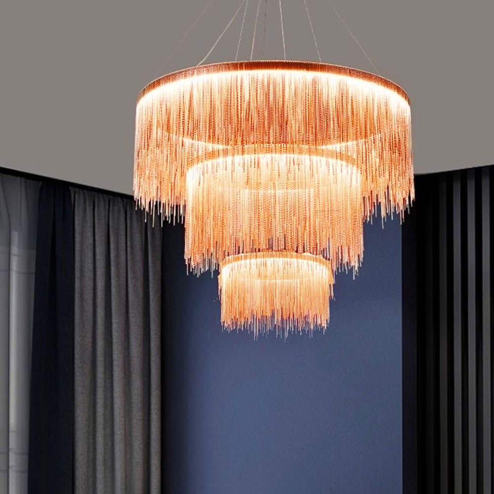 Arisha Tassel Chain Art Deco Pendant Light Silver/Gold Living Room/Hall - Neutralighting