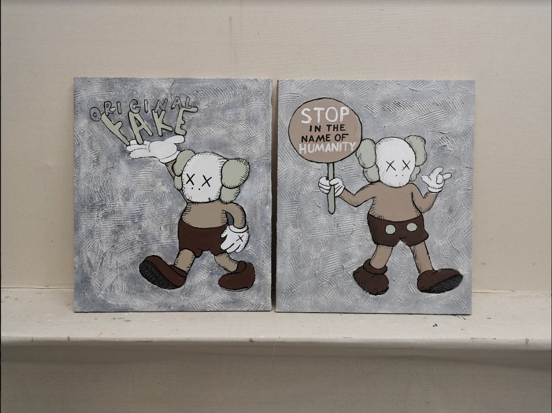 Wall Art KAWS Original Fake Cartoon Graffiti