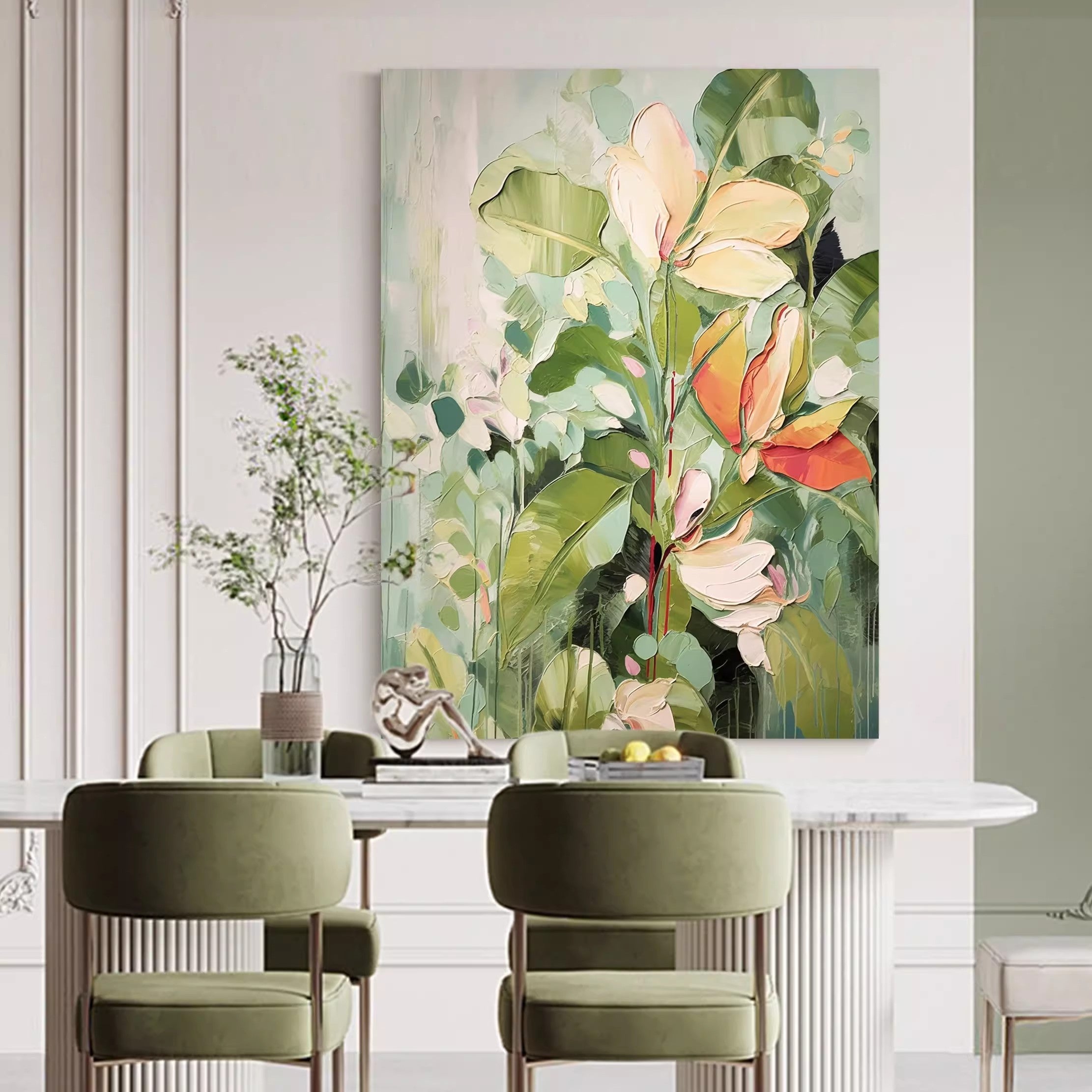Wall Art Modern Layered Floral Brushwork