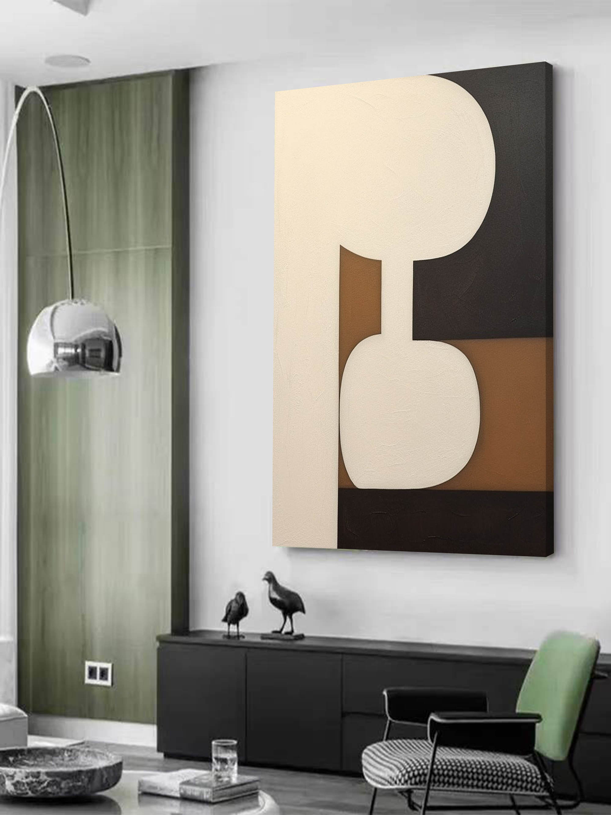 Wall Art Beige Brown Abstract Shape Plaster