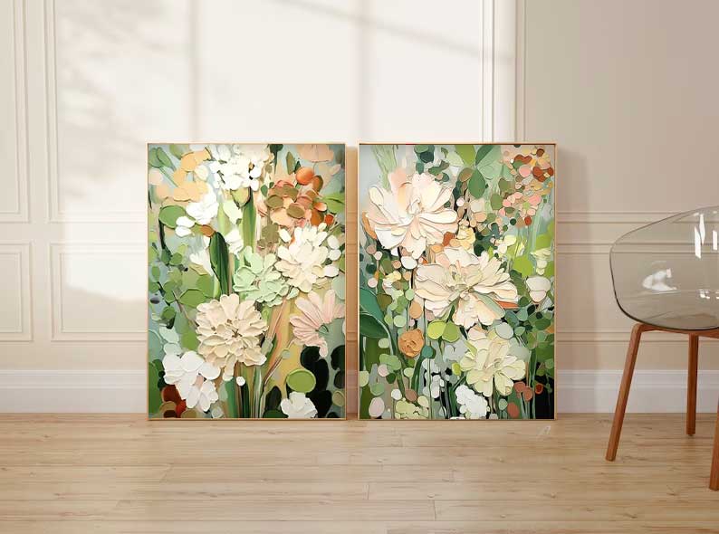Wall Art Two Piece Pastel Wild Botanical Floral