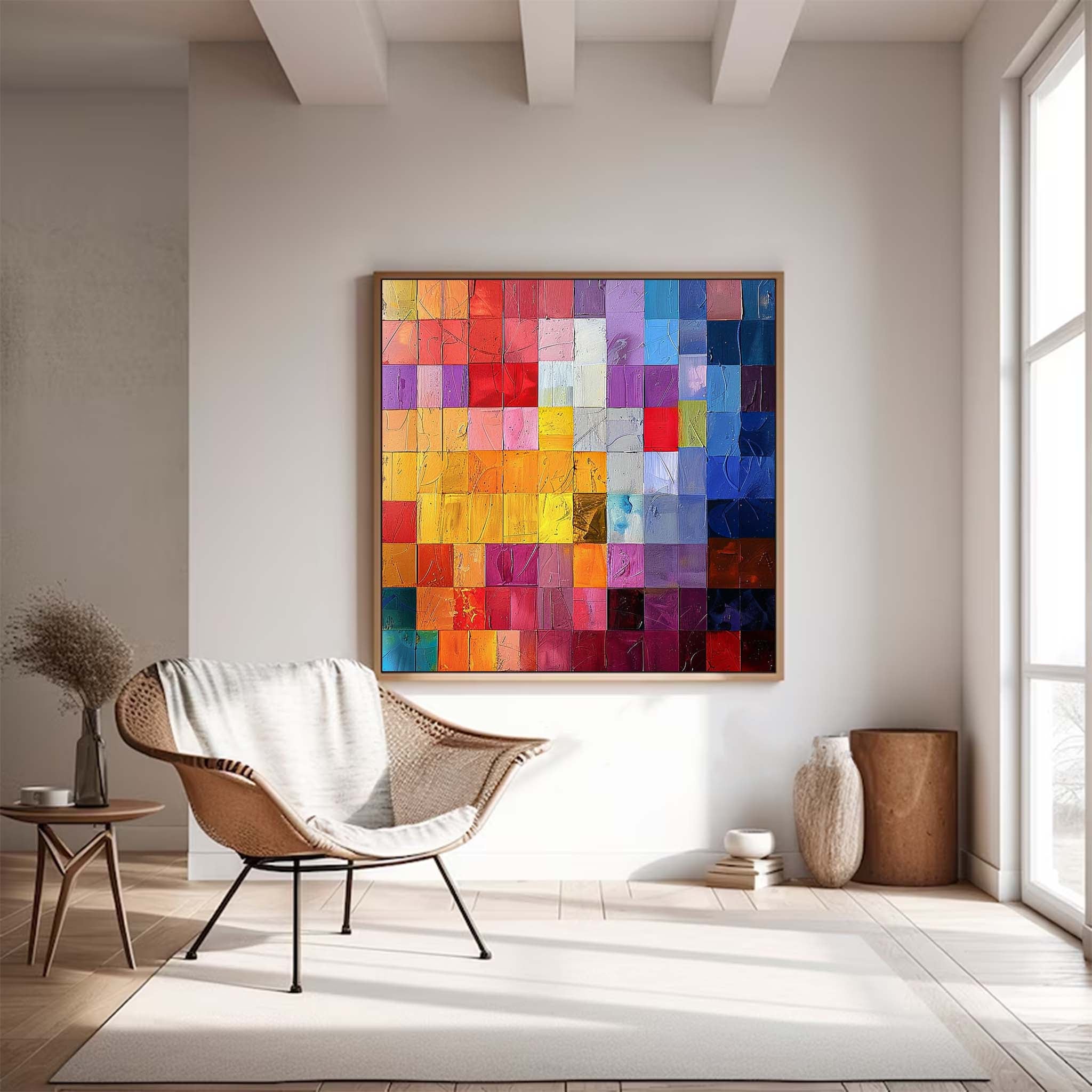 Multicolor Square Mosaic Abstract Canvas Wall Art