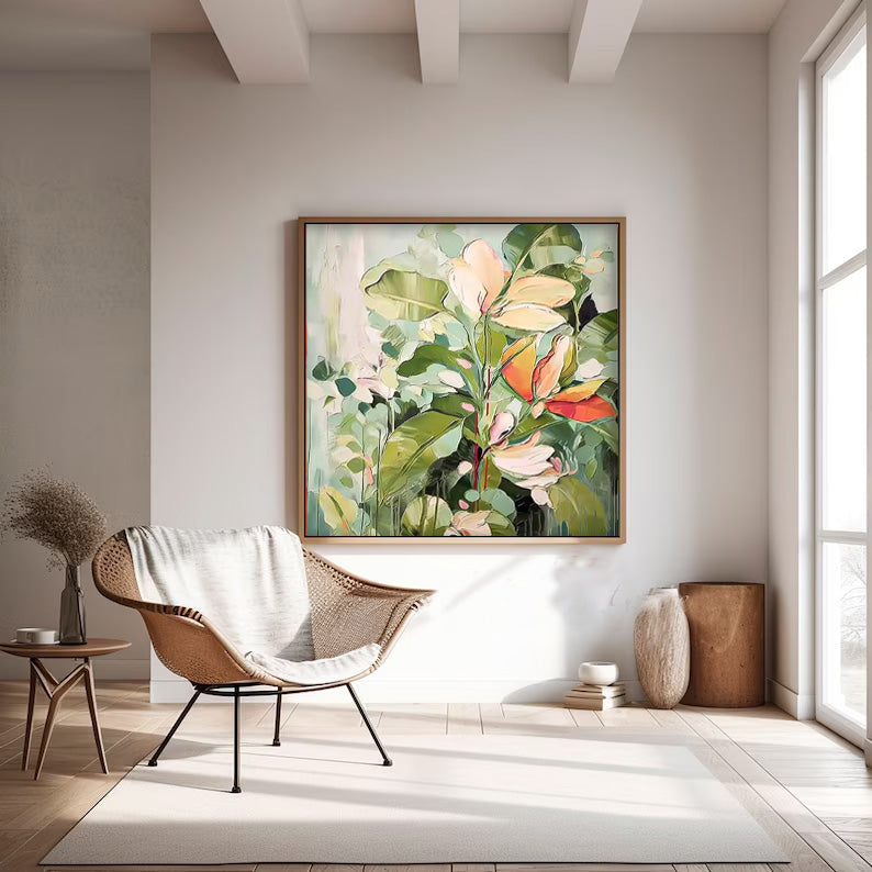 Wall Art Pastel Magnolia Floral Foliage