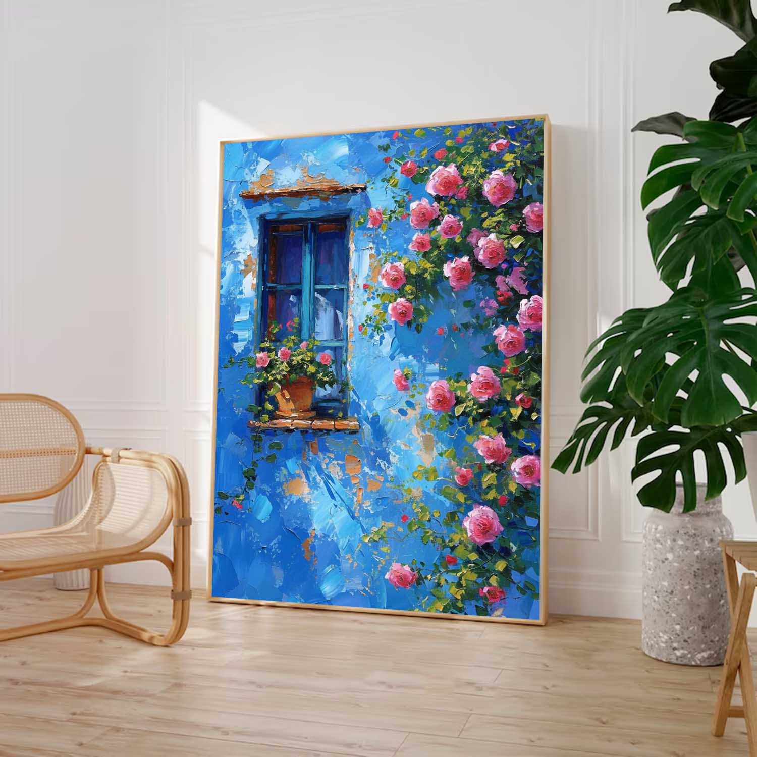 Bright Cobalt Wall Garden Rose Wall Art