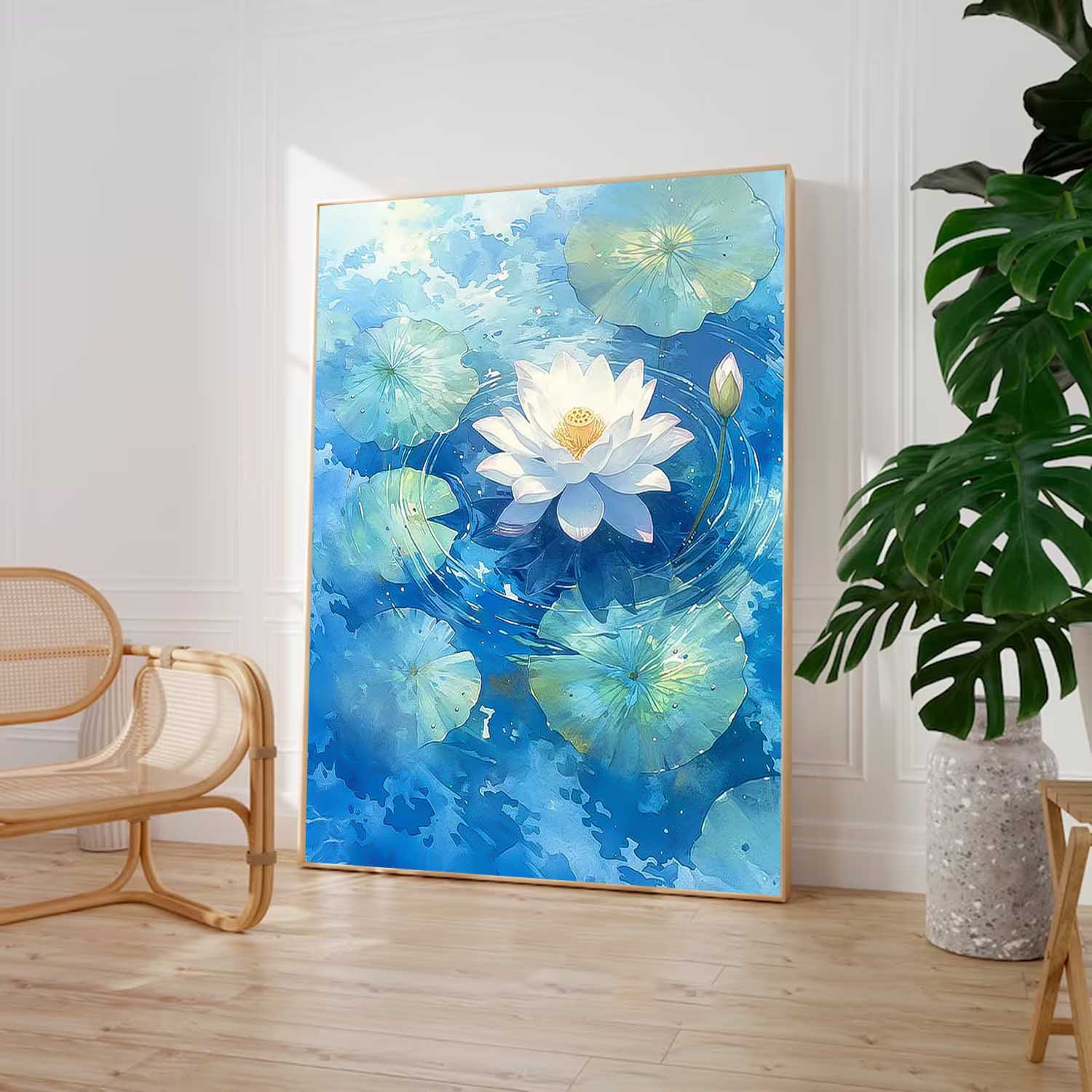 Tranquil White Lotus Pond Canvas Art