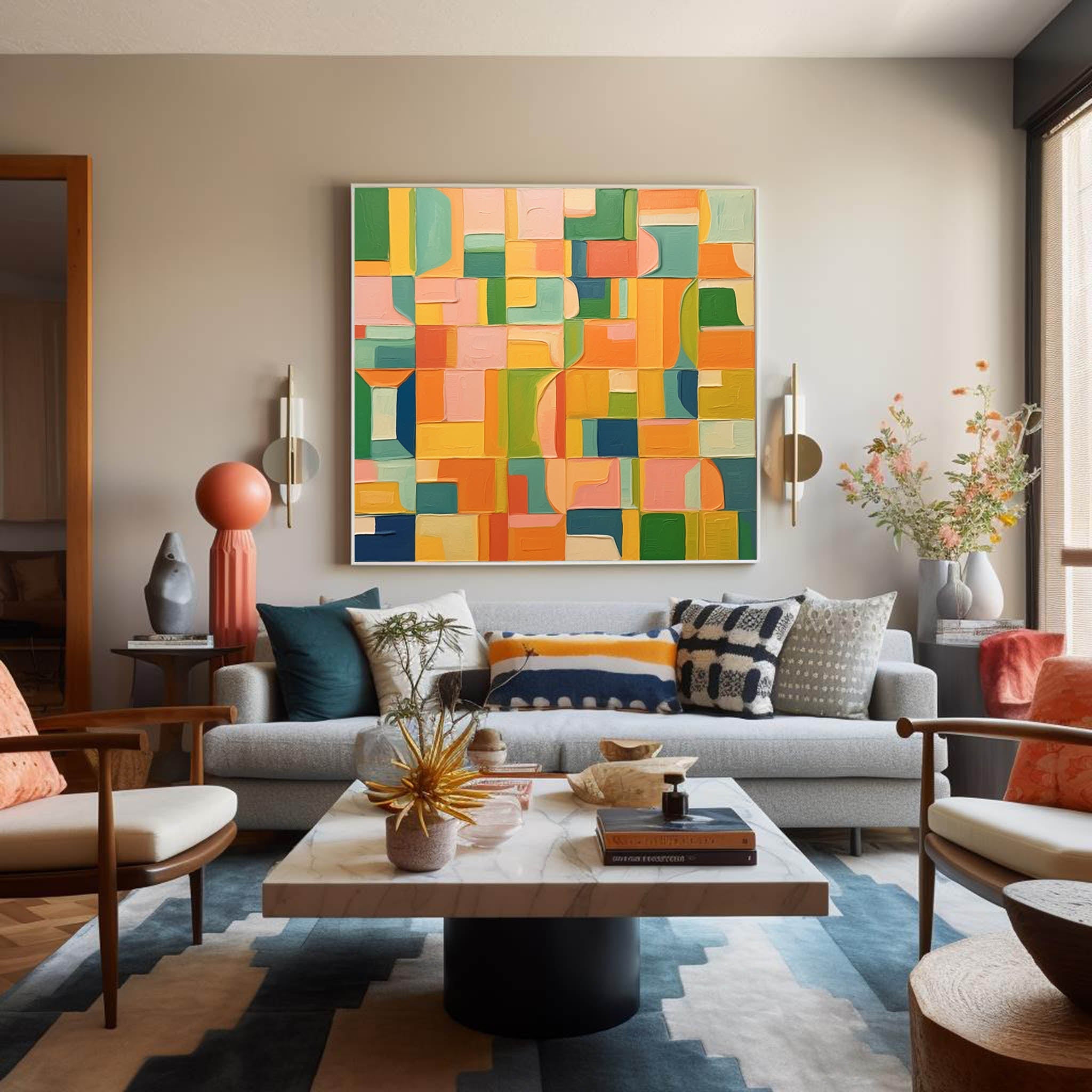 Wall Art Grid Abstract Modern Vibrant